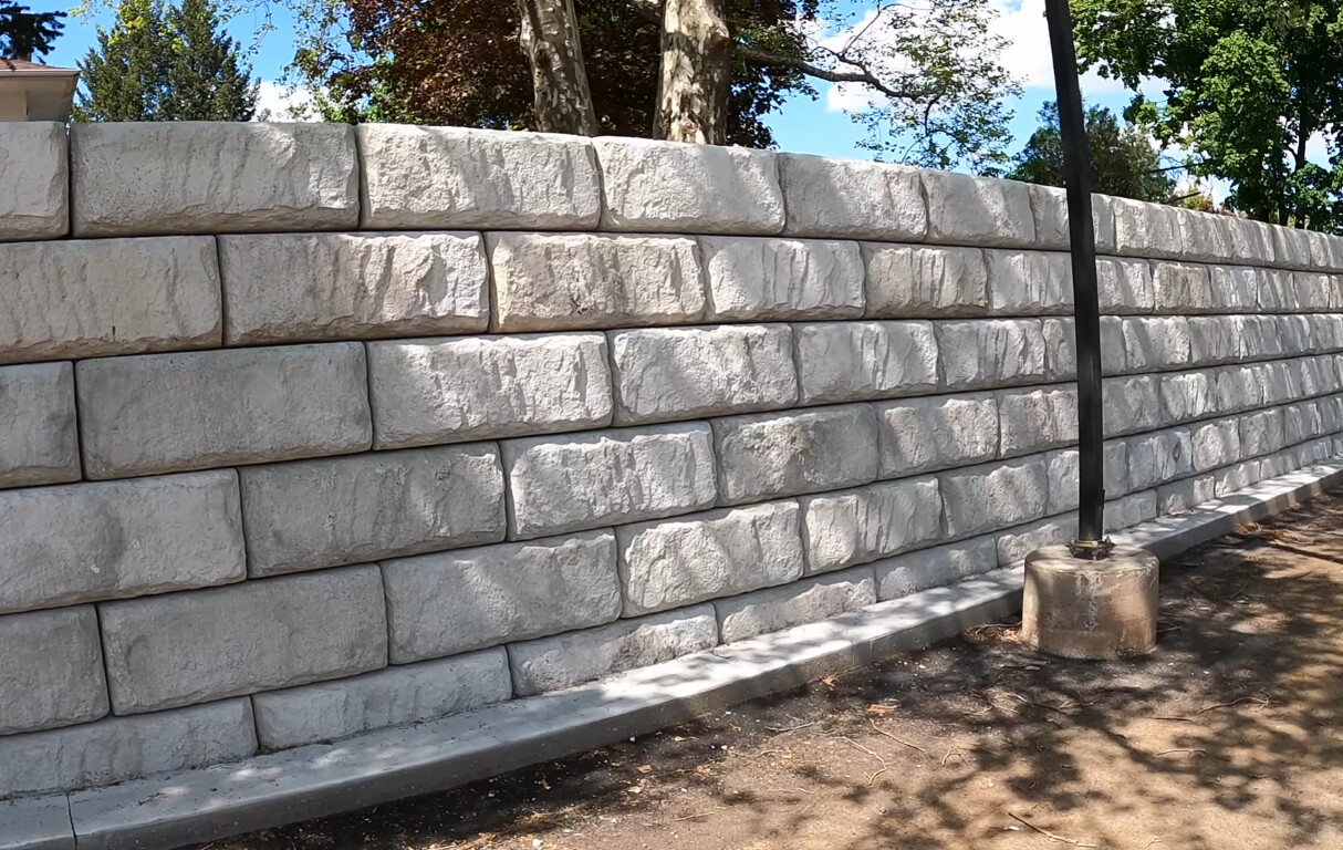 Retaining wall and concrete masonry work